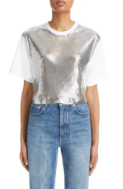 Rabanne Metallic Mesh T-shirt In Silver