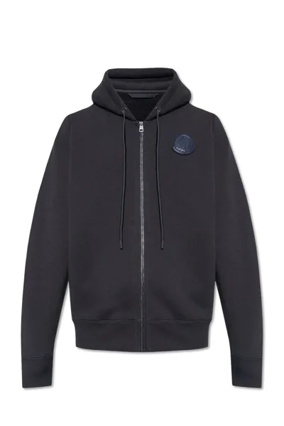 Moncler Logo-patch Cotton-jersey Zipped Hoodie In Black