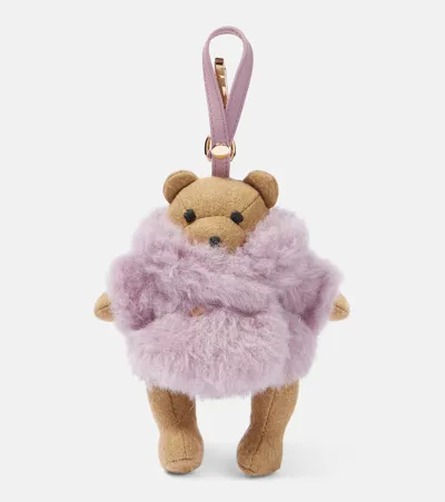 Max Mara Teak Teddy Bag Charm In Purple