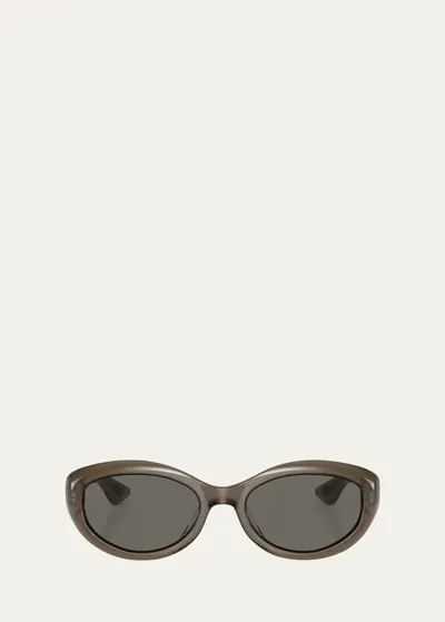 Khaite X Oliver Peoples Monochrome Acetate Oval Sunglasses In Taupe