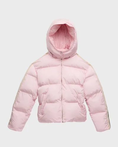 Palm Angels Kids' Girls Pale Pink Puffer Jacket In Baby Pink W