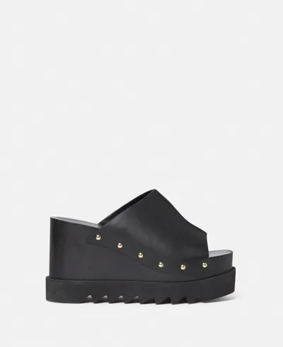 Stella Mccartney Elyse Studded Slide Wedge Sandals In Black