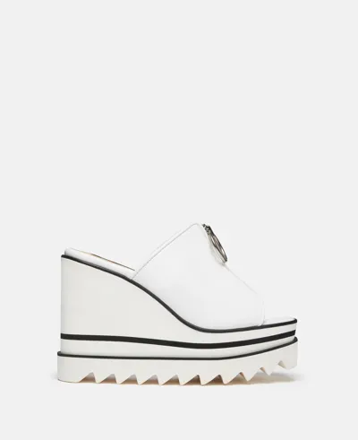 Stella Mccartney Sneak-elyse Zip Slide Wedge Sandals In White