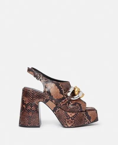 Stella Mccartney Skyla Alter Python Chain Platform Sandals In Brown