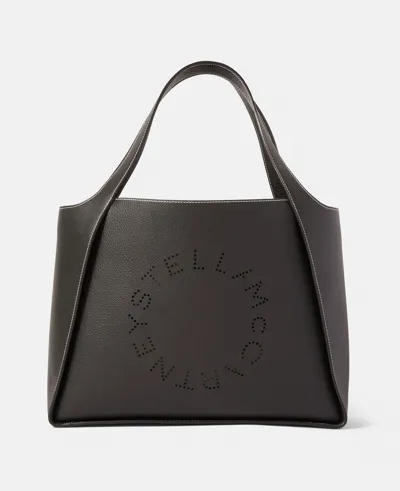 Stella Mccartney Stella Logo Grainy Alter Mat Tote Bag In Black