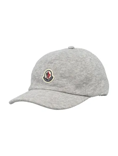 Moncler Mens White Brand-badge Curved-brim Cotton Baseball Cap In Grey