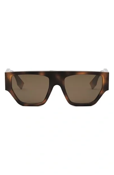 Fendi Women's O'lock Acetate Geometric Sunglasses In Blonde Havana