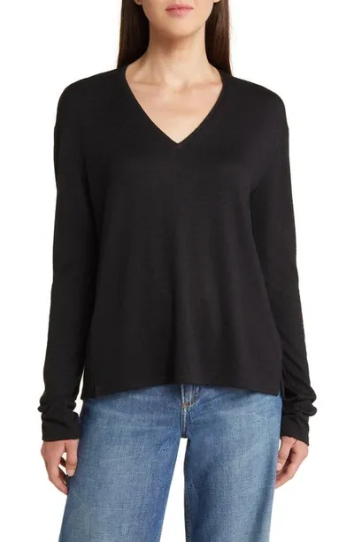 Rag & Bone The Long Sleeve Knit T-shirt In Black