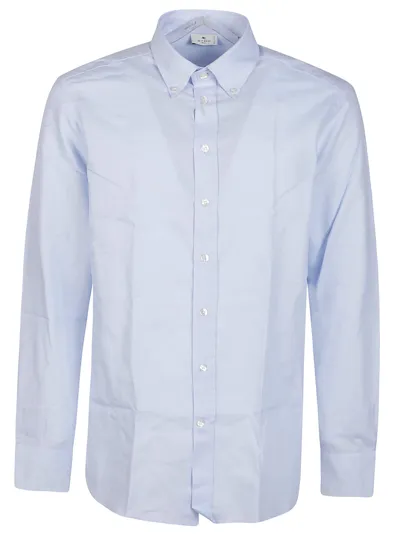 Etro Roma Botton Down Logo Shirt In Blue