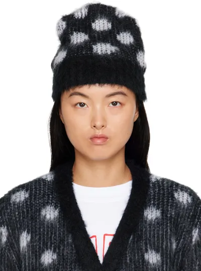 Marni Black & White Polka Dot Beanie In Don99 Black