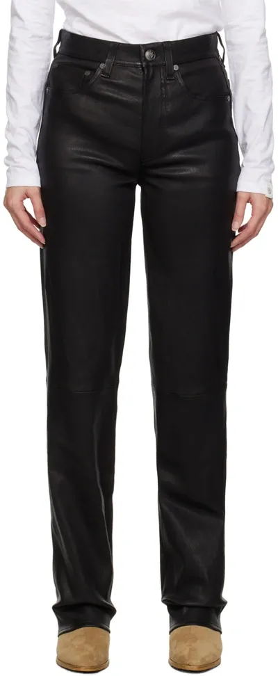 Rag & Bone Harlow Paneled Leather Straight-leg Pants In Black