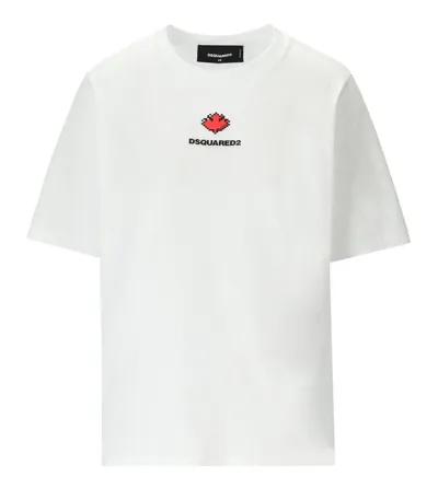 Dsquared2 Easy Fit White T-shirt In White-black