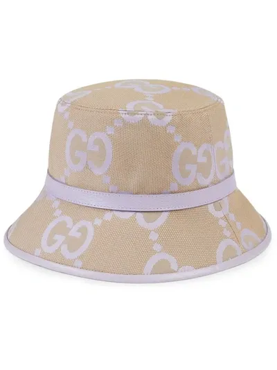 Gucci Jumbo Gg Bucket Hat In Nude & Neutrals