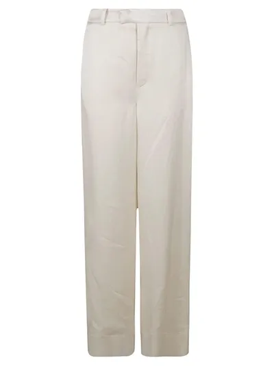 Saint Laurent High-waisted Straight Leg Trousers In Craie