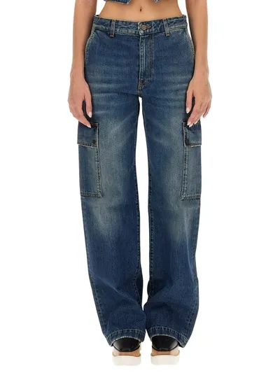 Stella Mccartney Cargo Jeans In Blue Vintage Denim