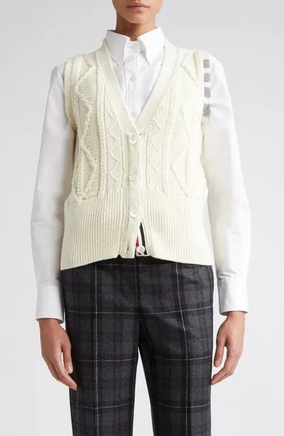 Thom Browne Signature 4-bar Stripe Vest In White