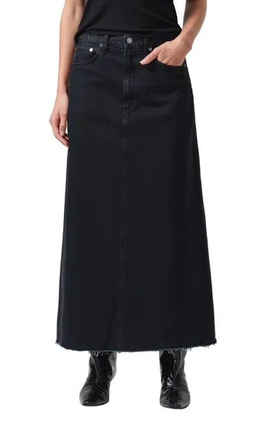 Agolde Hilla Denim Maxi Skirt In Black