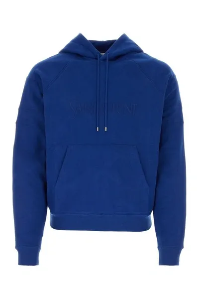 Saint Laurent Man Electric Blue Cotton Sweatshirt