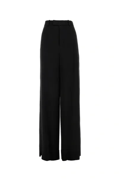 Saint Laurent High Waist Wide Leg Pants In Noir Gris