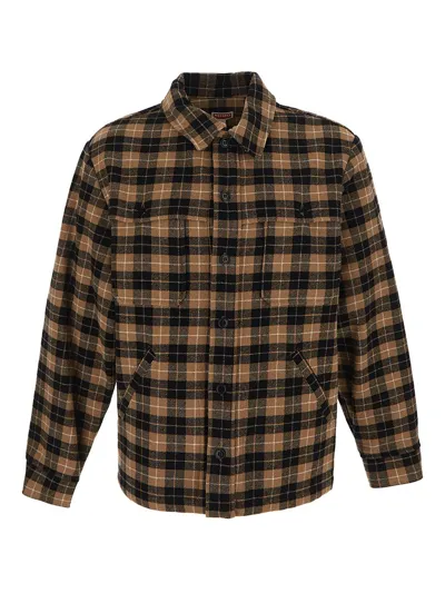 Kenzo Check Overshirt In Brown