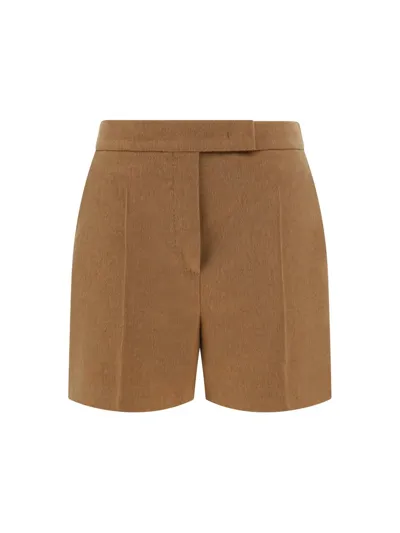 Max Mara Amato Tailored Wool Blend Shorts In Brown