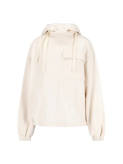 Jil Sander Flap-pocket Cotton Hoodie In White