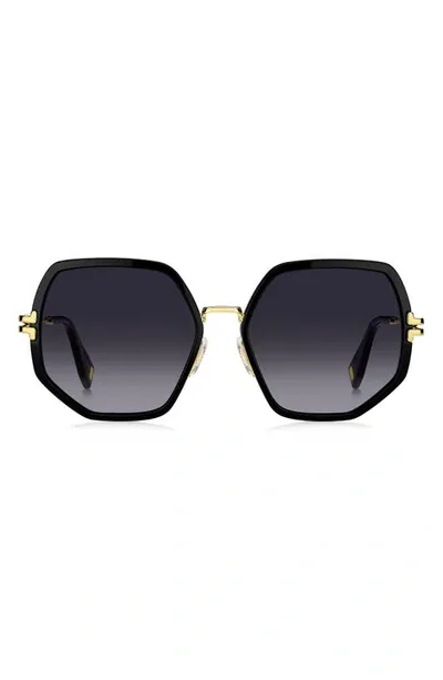 Marc Jacobs Geometric Metal & Acetate Square Sunglasses In Blk Gold