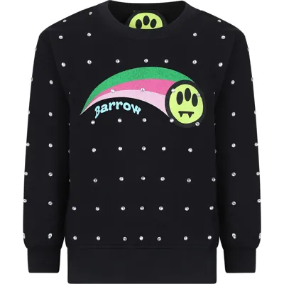 Barrow Kids' Black Sweatshirt For Girl With Smiley