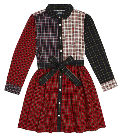 Polo Ralph Lauren Kids' Junia Checked Cotton Shirt Dress In Multi