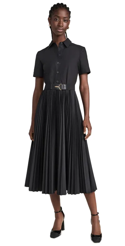 Tory Burch Poplin Pleated Shirtdress In Black