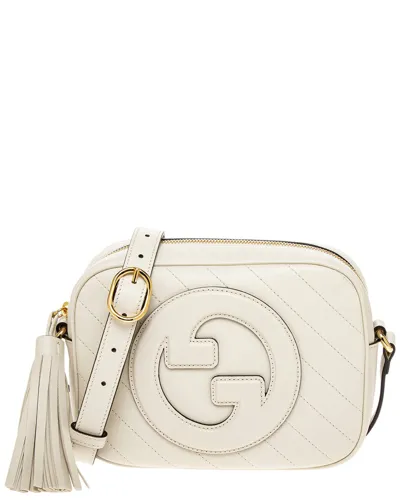 Gucci Small Gg Marmont Leather Shoulder Bag In White