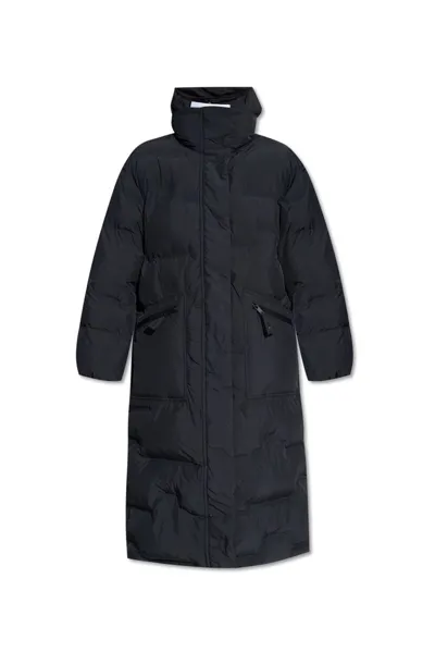 Ganni Long Sleeve Oversized Soft Puffer Coat In Black