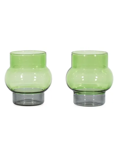 Tom Dixon Set Of 2 Bump Short Green Glasses