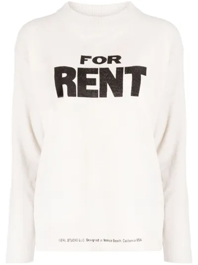 Erl For Rent Slogan-print Jumper In Neutrals