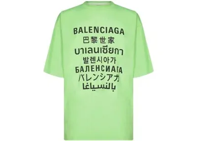 Pre-owned Balenciaga Multi Language T-shirt Oversize L Grün Sale