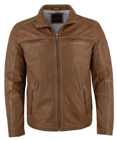 Pre-owned Bugatti - Herren Echtleder Lederjacke Lammnappa Dunkles Cognac