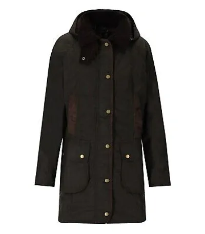 Pre-owned Barbour Bower Wax Olivgrün Parka Damen