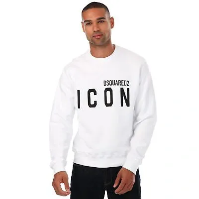 Pre-owned Dsquared2 Herren  Icon Regular Fit Pullover Baumwolle Sweatshirt Weiss