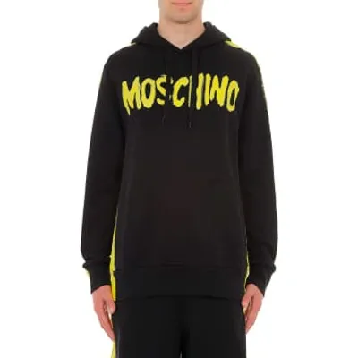 Moschino Graffiti Logo Printed Drawtring Hoodie In Black