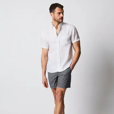 Reid Short Sleeve Linen Tuscumbia Shirt Bd In White