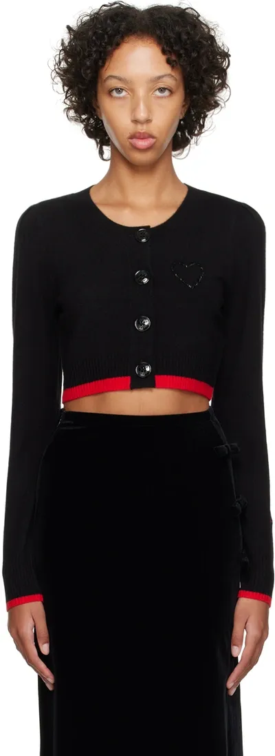 Ganni Long Sleeve Black O-neck Cropped Cardigan