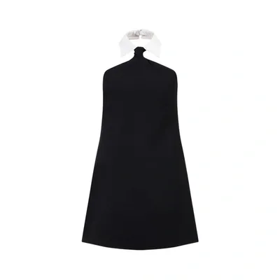 Valentino Collar Detailed Sleeveless Mini Dress In Black