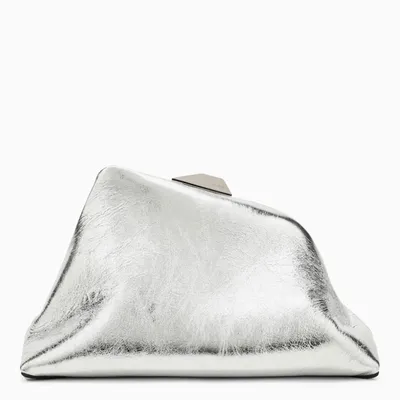 Attico Day Off Silver Leather Clutch Bag In Metal