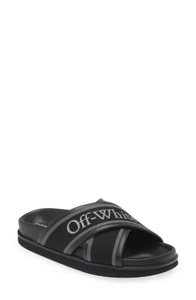 Off-white Cloud Criss-cross Slides In Black