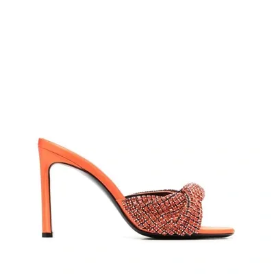 Sergio Rossi X Evangelie Smyrniotaki Crystal-embellished Mules In Orange