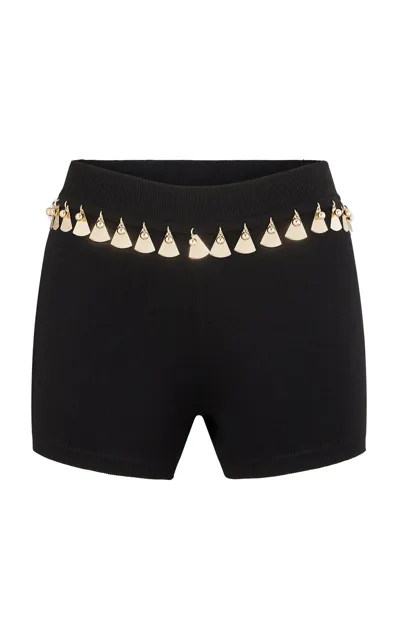 Rabanne Paillette-trimmed Shorts In Black