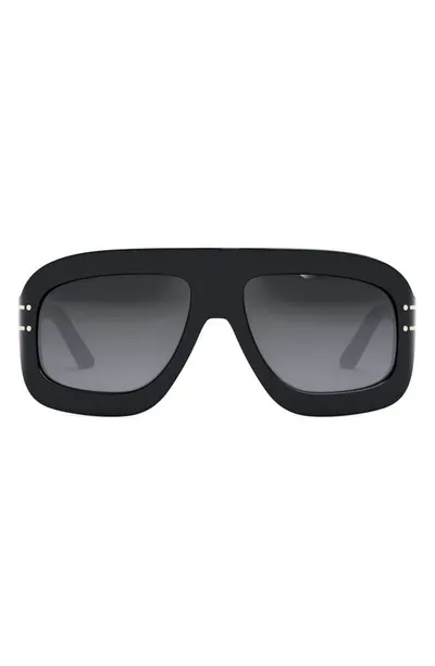 Dior Signature M1u Mask Sunglasses In Shiny Black