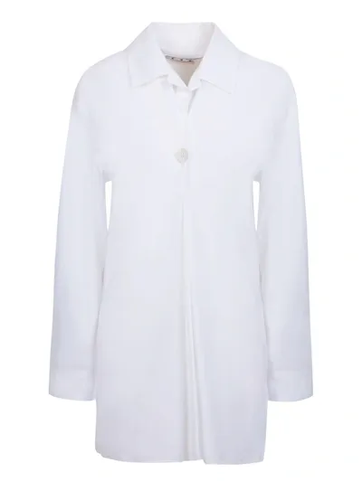 Off-white Poplin Flower Button Ls Shirt