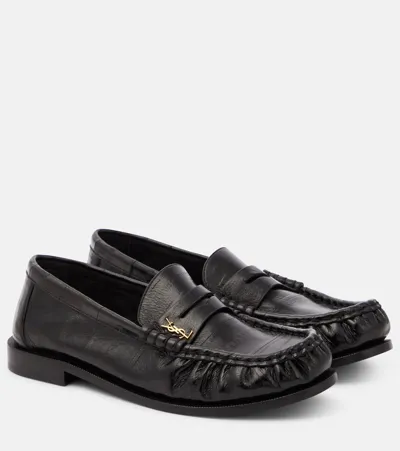 Saint Laurent Le Loafer Leather Penny Loafers In Nero