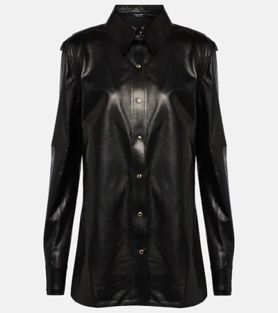 Tom Ford Leather Shirt In Black